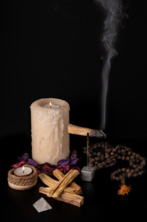 Zen image of smoking palo santo