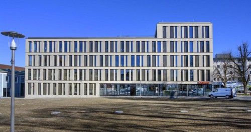 Unadorned concrete purpose-built building