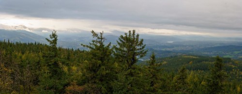 Extensive mountain panorama in the Karkonosze Mountains. Polish mountains