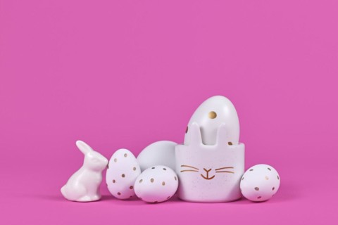 White easter eggs with golden dots