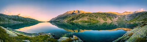 Sunset at the mountain lake