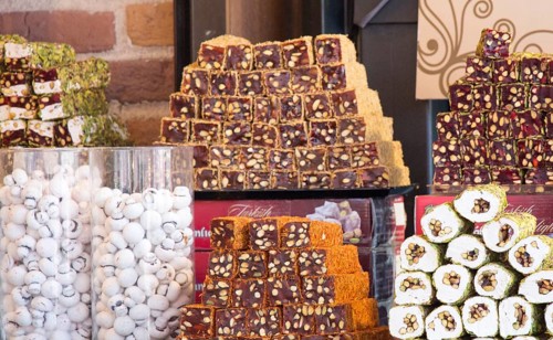 Load of traditional turkish delight rahat lokum