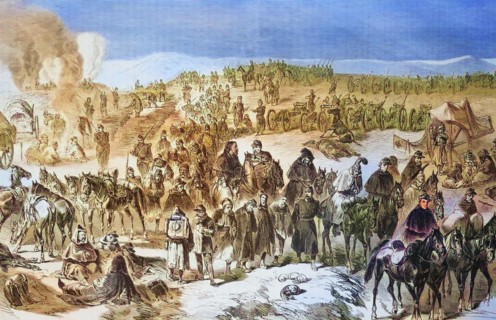 Disarmament of troops of the Bourbaki Army near Les Verrieres on Swiss territory