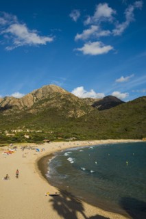 Sandy beach beach and mountains