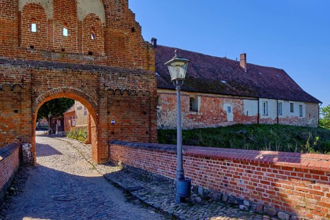 Lower gate with gatehouse and bridge of Stargard Castle in the town of the same name Burg Stargard