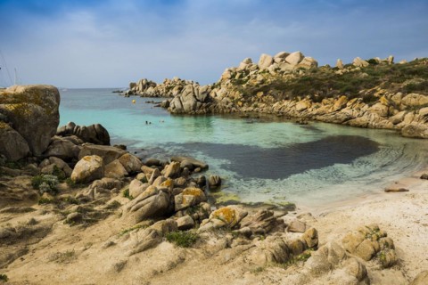 Granite rocks and sandy beach