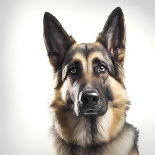 Portrait of a german shepherd in front of a white background. AI generated Art