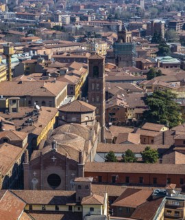 View of the Basilica di San Giacomo Maggiore from the Asinelli Tower