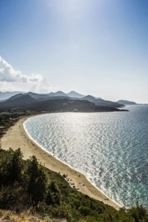 Sandy beach beach and mountains