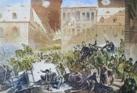 Flight of the french from Le Mans on 12 January 1871