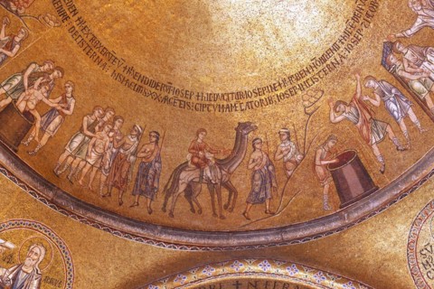 Porch with gilded mosaics and Old Testament themes