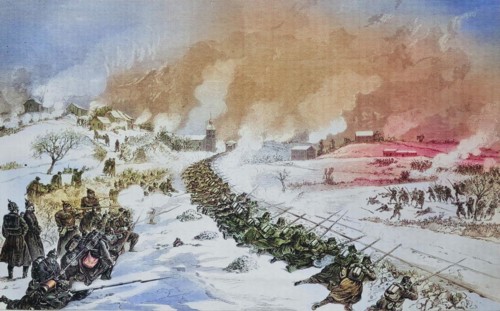 Battle at the railway embankment at Bethoncourt