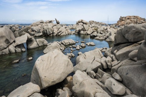 Granite rocks and sea
