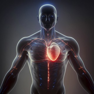 Transparent human looking at the heart