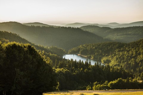 Mountain lake and hills