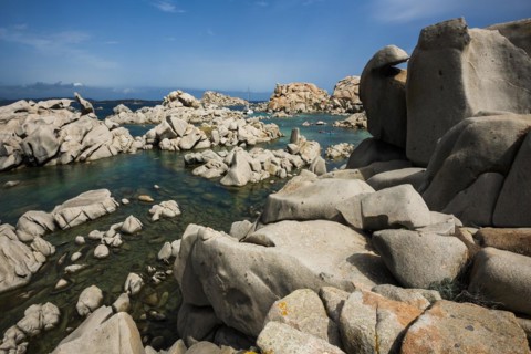 Granite rocks and sea