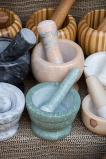 Wooden mortars and pestles as a traditional kitchenware