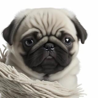 Portrait of a Pug in front of a white background. AI generated Art