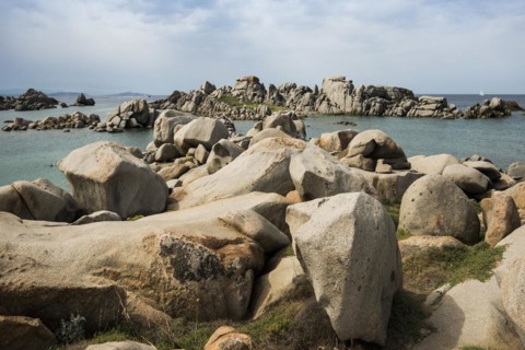 Granite rocks and sea