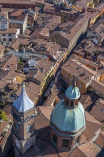 View from the Asinelli Tower of the towers of the churches of Santi Bartolomeo and Gaetano