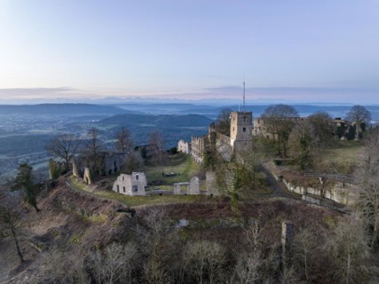 The Hohentwiel castle ruins at dawn