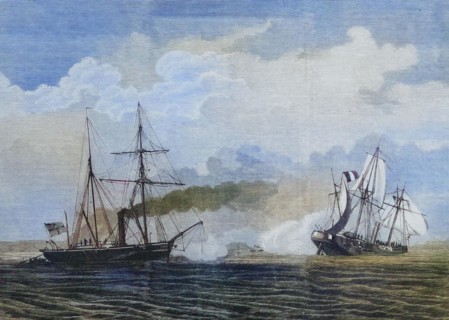 Battle of Havana between the German gunboat Meteor and the French Aviso Bouvet