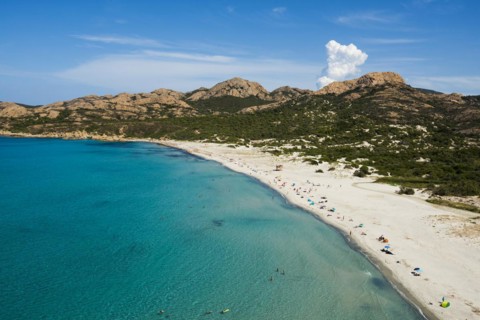 Sandy beach beach and mountains