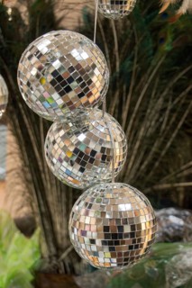 Disco balls with mirror pieces for dancing in a disco club