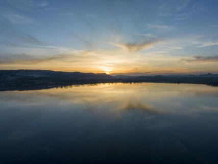 Lake Constance reflected in the evening sky at sunset
