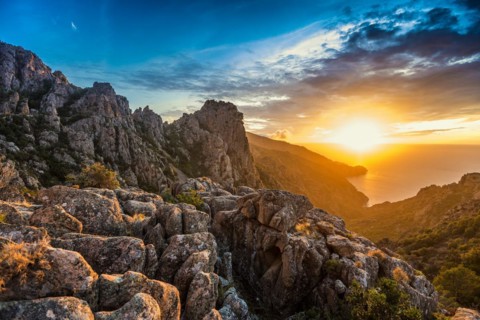 Red granite rocks