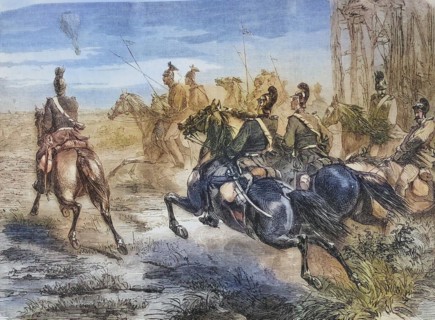 Pursuit of French balloon post by Bavarian soldiers