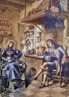 Moliere reading a just written comedy to his maid