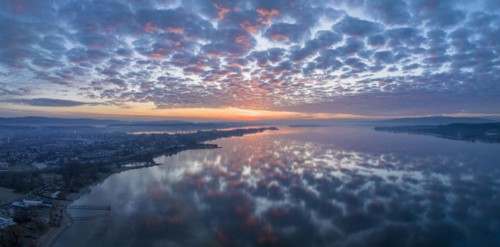 Lake Constance reflected in the morning sky