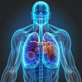 Transparent human with view of lungs