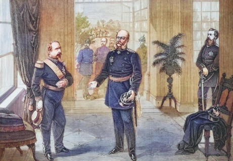 Capture of Napoleon III by king Wilhelm in castle Bellevue near Sedan