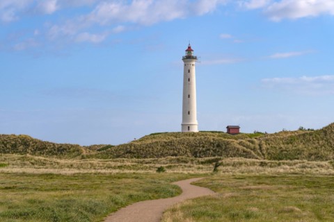 Lyngvik Fyr lighthouse on Holmsland Klit on the west coast of Jutland