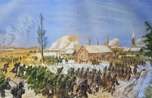 Advance of Baden brigade of Degenfeld to the storm on Echevannes