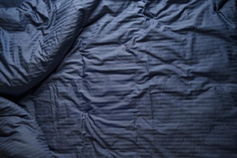 Top view of the crumpled bed linen