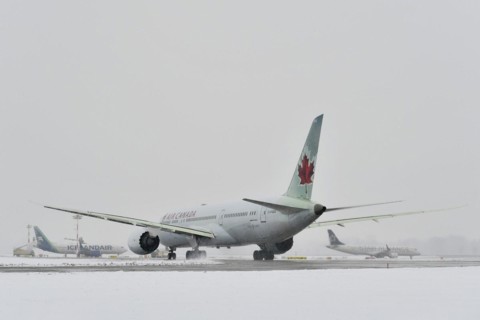 Air Canada in winter awaits take-off