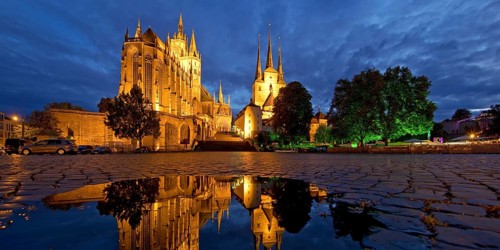 Erfurt Cathedral and Severi Church in the evening