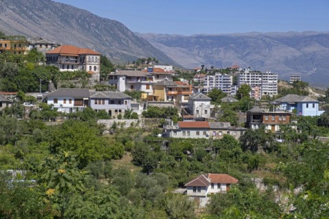 View over the modern city Gjirokaster