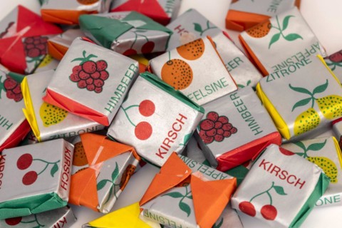 Chewy sweets in retro design