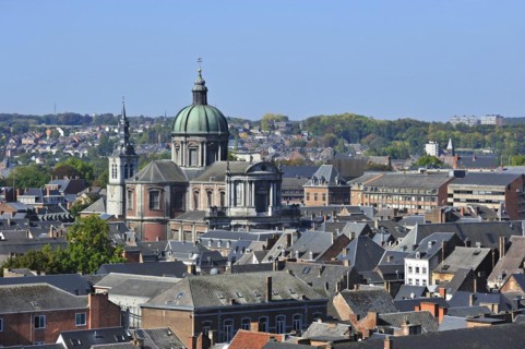 View over the St Aubins Cathedral and the city Namur from the citadel