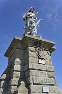 The statue Notre-Dame des naufrages at the Pointe du Raz at Plogoff