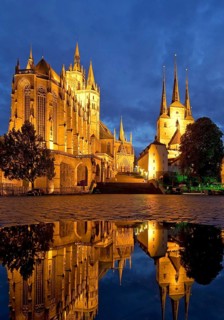 Erfurt Cathedral and Severi Church in the evening