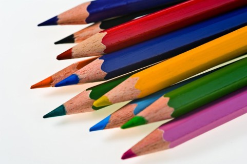 Close up of coloured pencil points