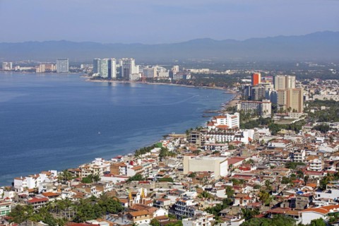 Aerial view over Puerto Vallarta