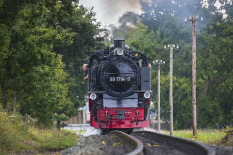 Rasender Roland steam locomotive 99 1784 on the Ruegen narrow-gauge railway