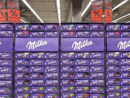 Milka chocolate on a pallet