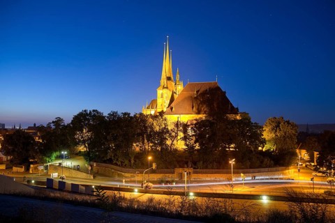 Severi Church and Erfurt Cathedral in the evening